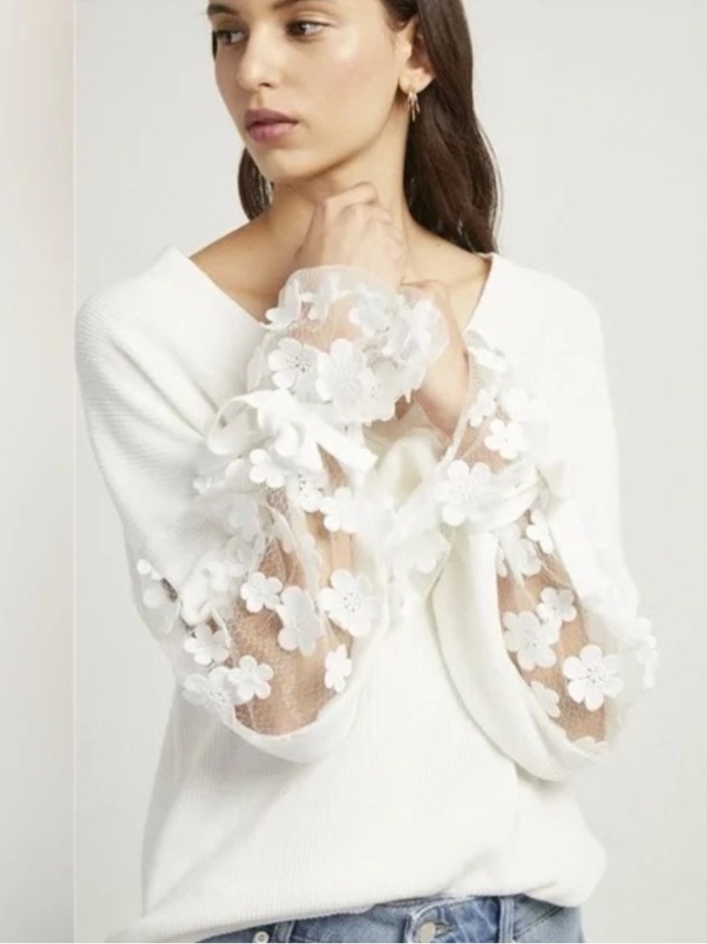 French Connection Caballo Floral Sleeve Sweater